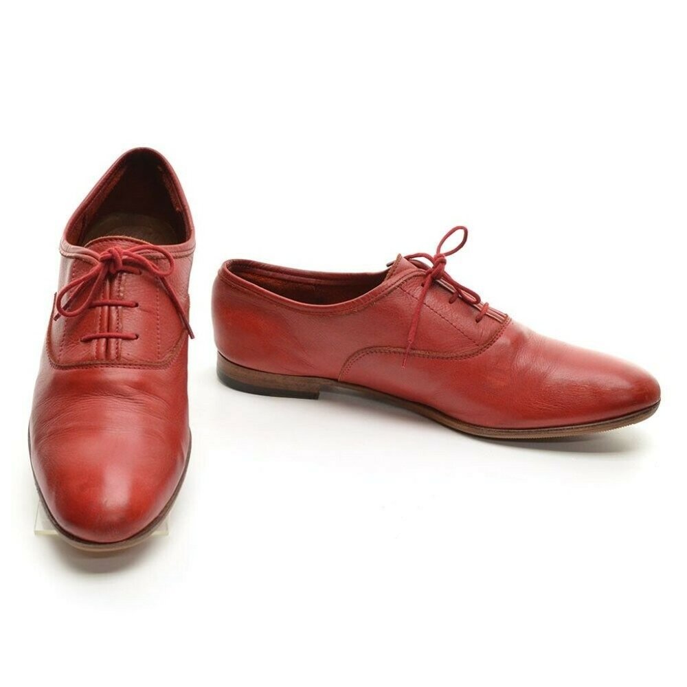Common Projects Red Leather Plain Toe Oxfords 40 - image 2